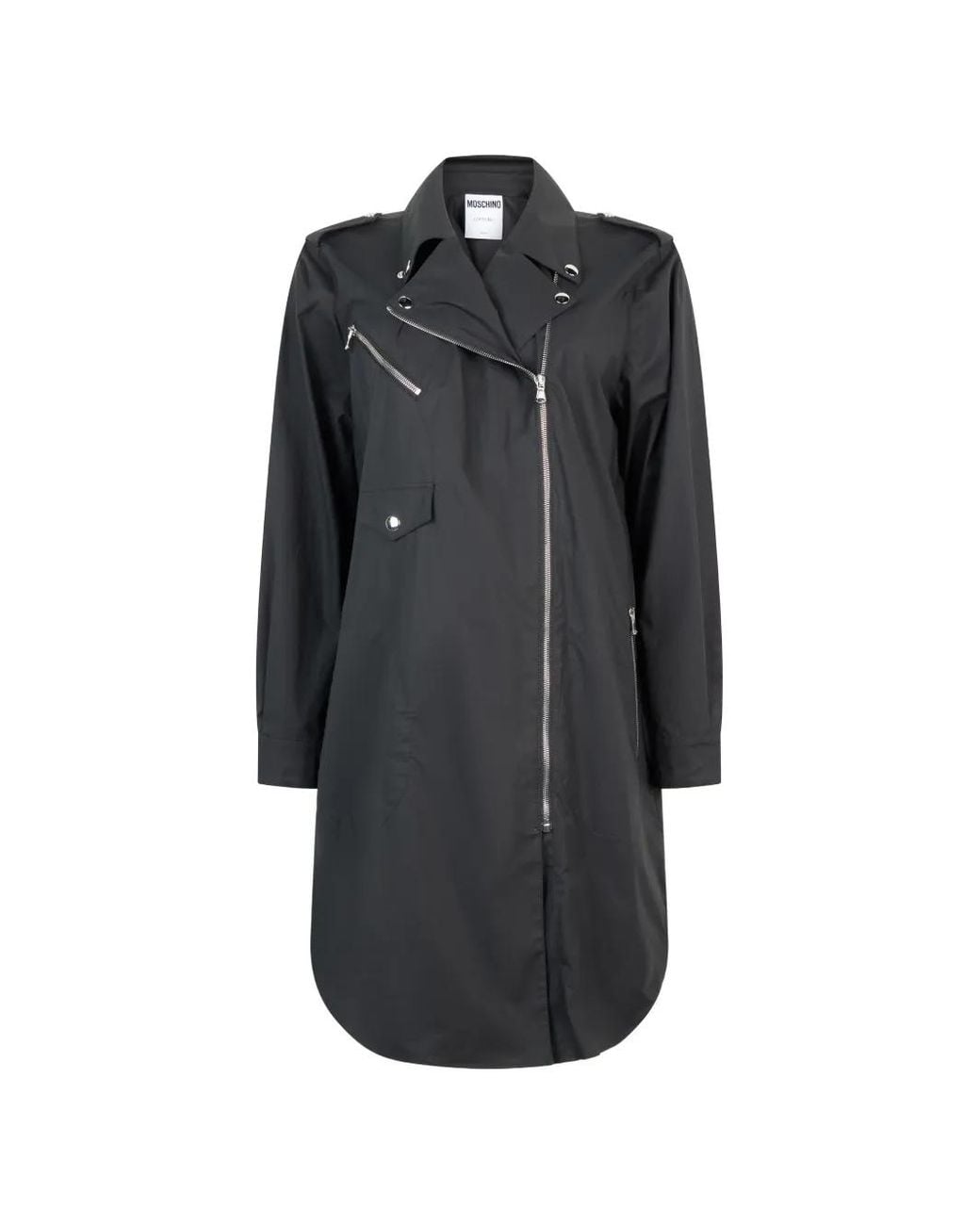 Moschino Gray Manteau Asymétrique À Fermeture Zippée