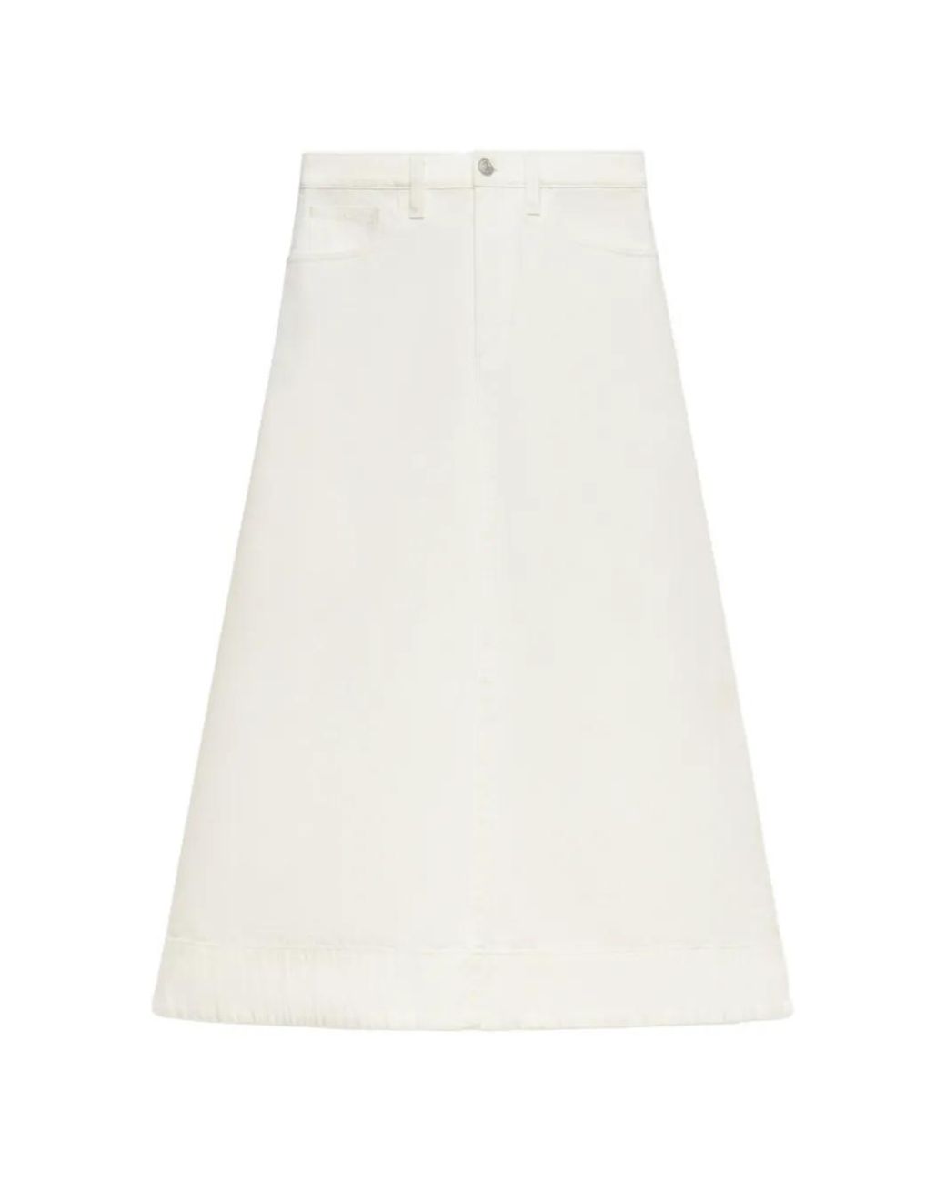 Marni White Denim Flared Midi Skirt