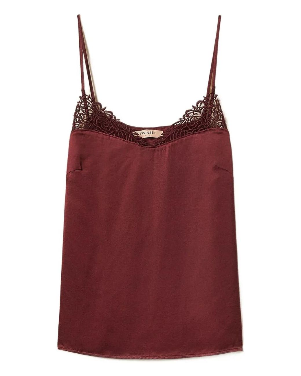 Twinset Red Lace-Trimmed Top