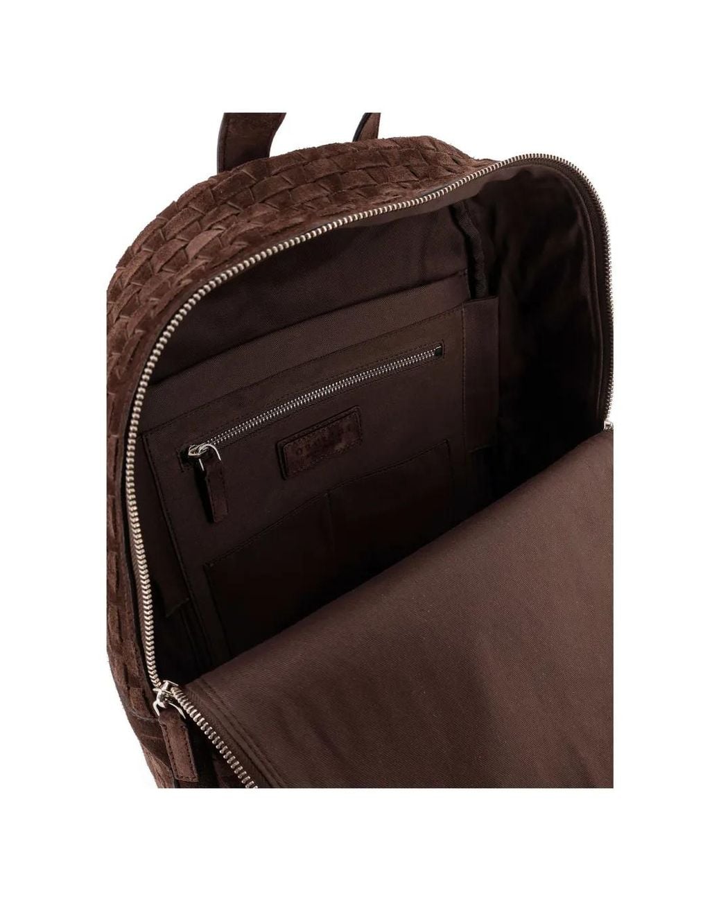 Orciani Brown Laio Peach Woven-Pattern Suede Backpack for men