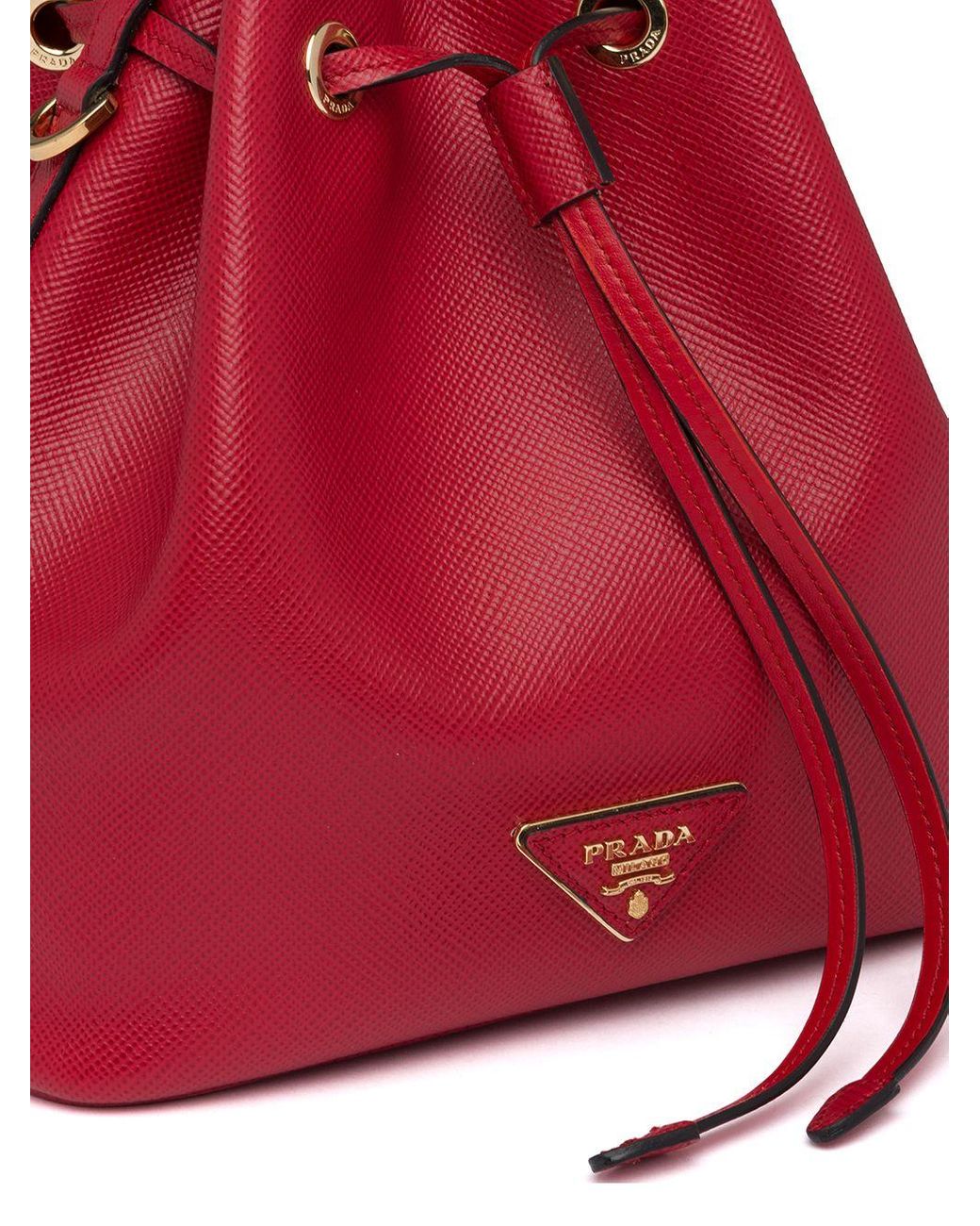 Prada red bucket clearance bag