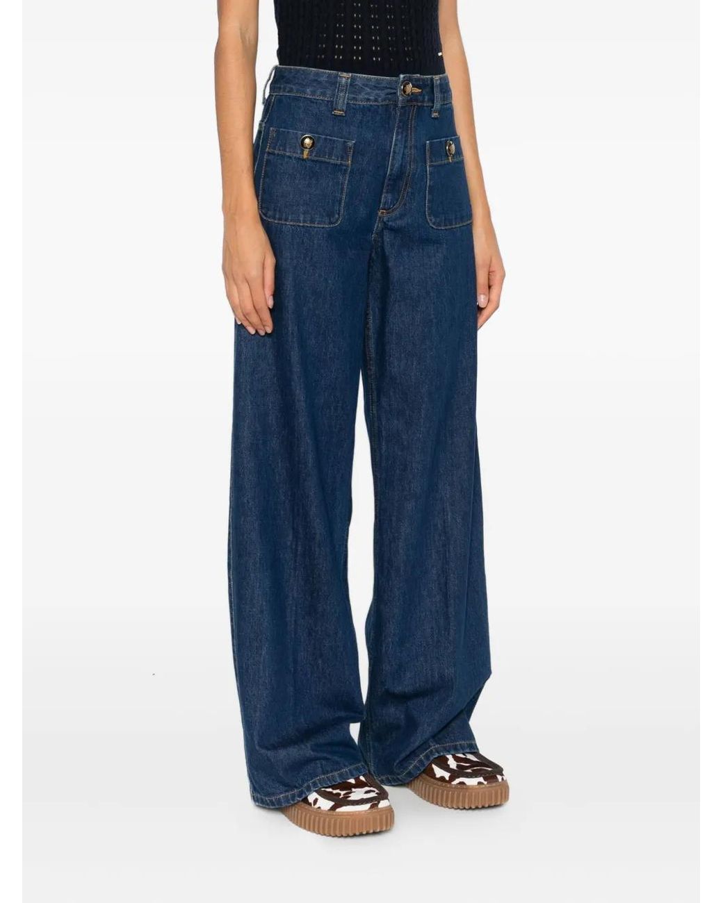 Sandro Blue Patch-Pockets Jeans