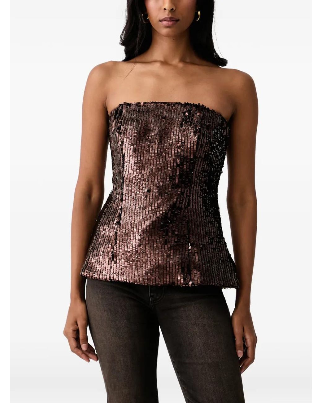 Bardot Black Helenia Sequin-Embellished Strapless Top