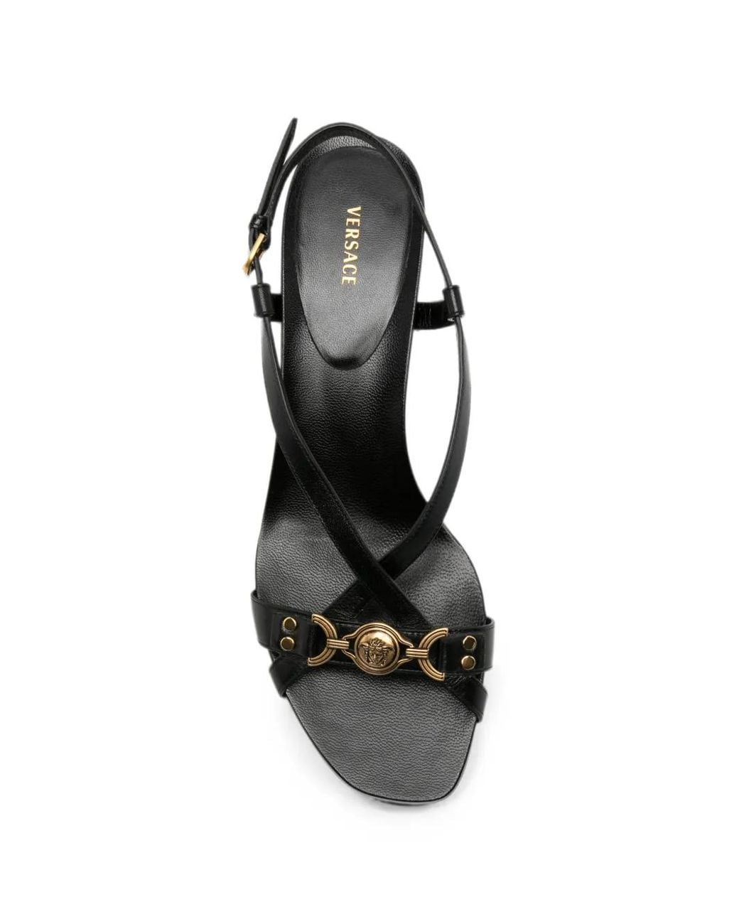 Versace Black Sandales Marisa 50 Mm En Cuir