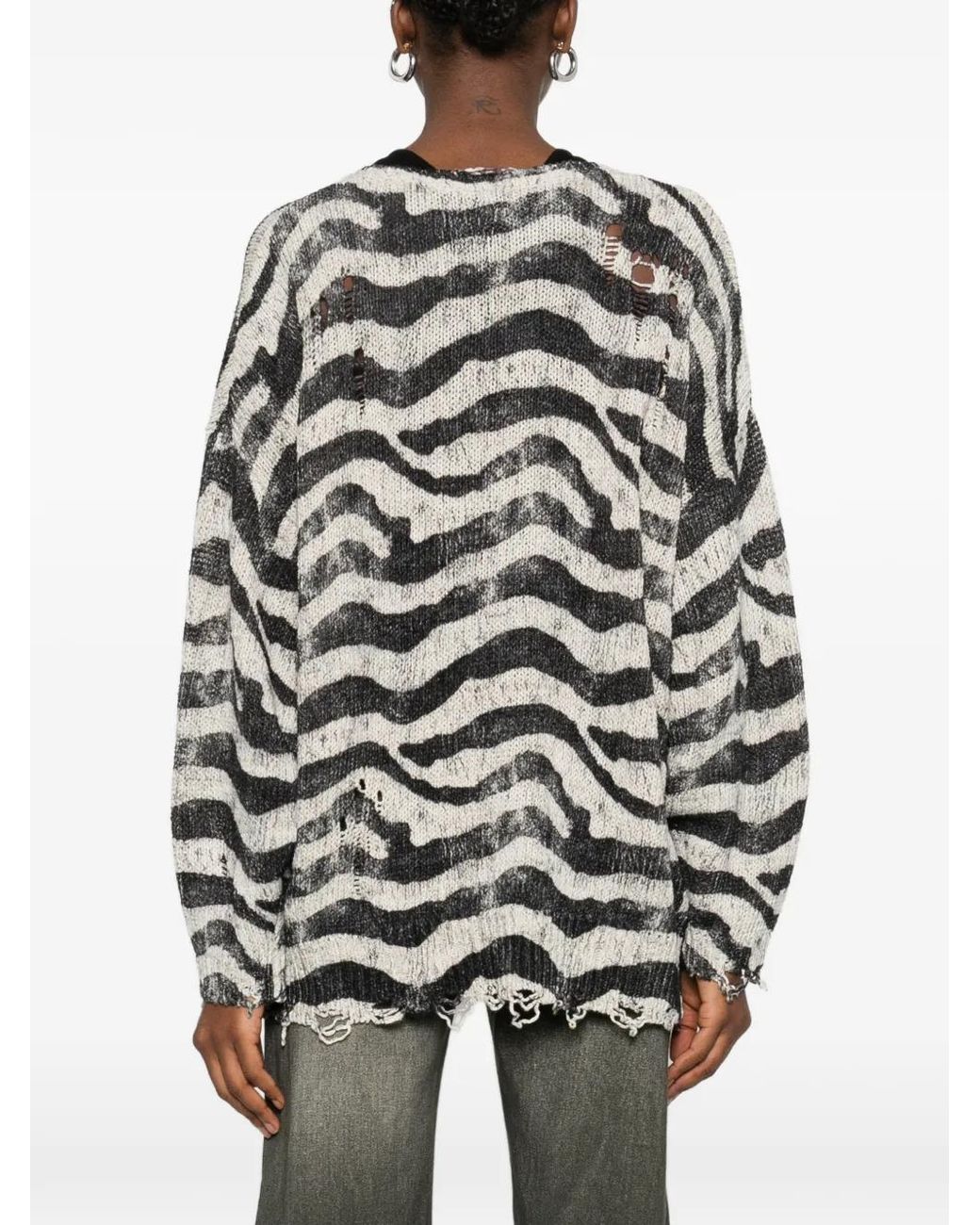 R13 White Zebra-Printed Oversized Cardigan