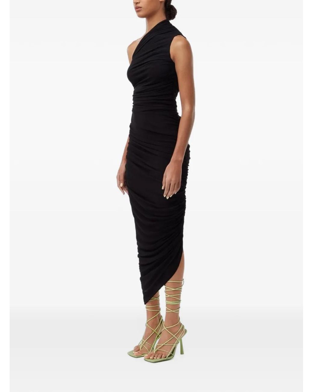 GAUGE81 Black Ira One-Shoulder Draped Maxi Dress