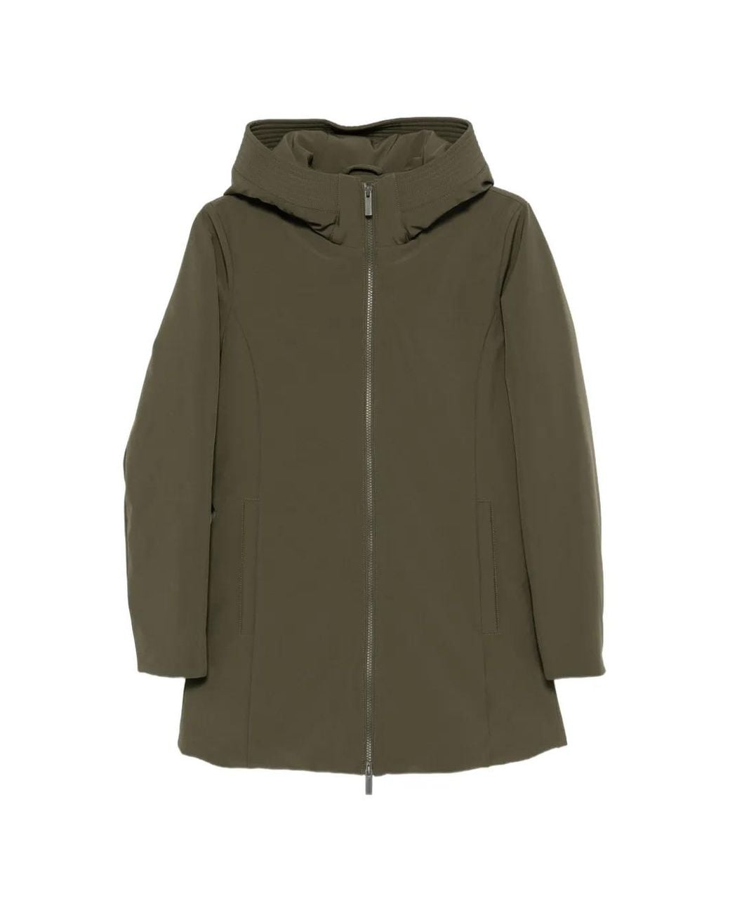 Woolrich Green Hooded Zip-Up Coat