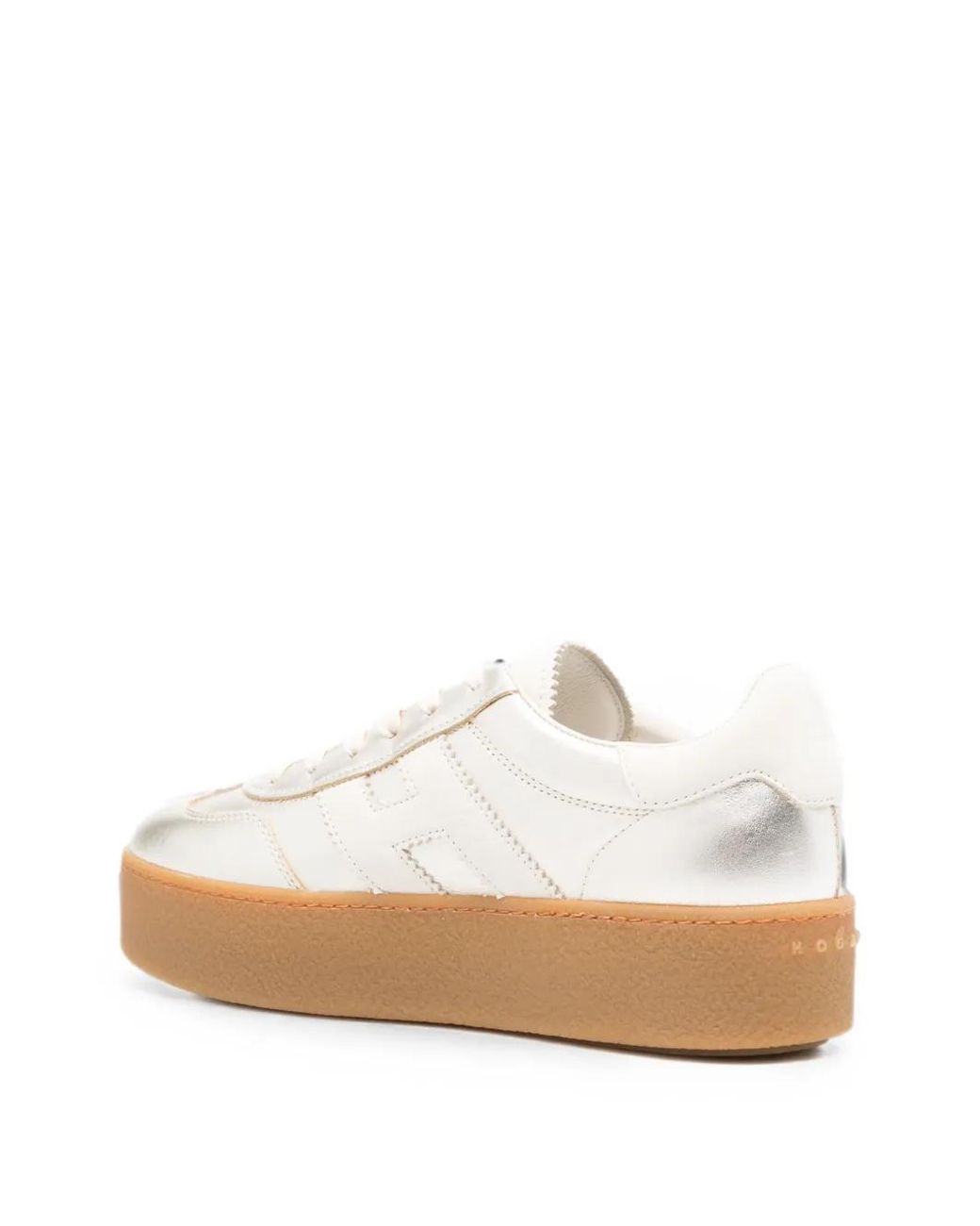 Hogan White H698 Metallic-Effect Sneakers