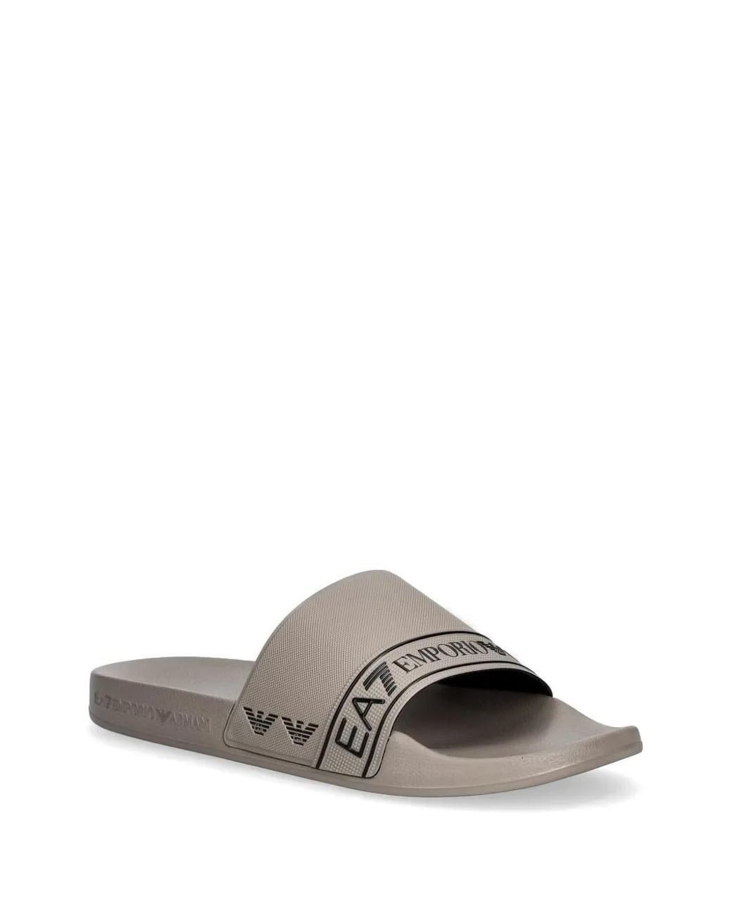 EA7 White Logo-Print Slides