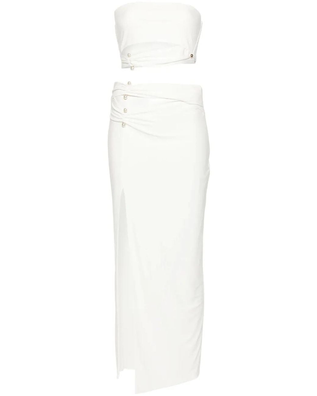 Nissa White Pearl-Embellished Set