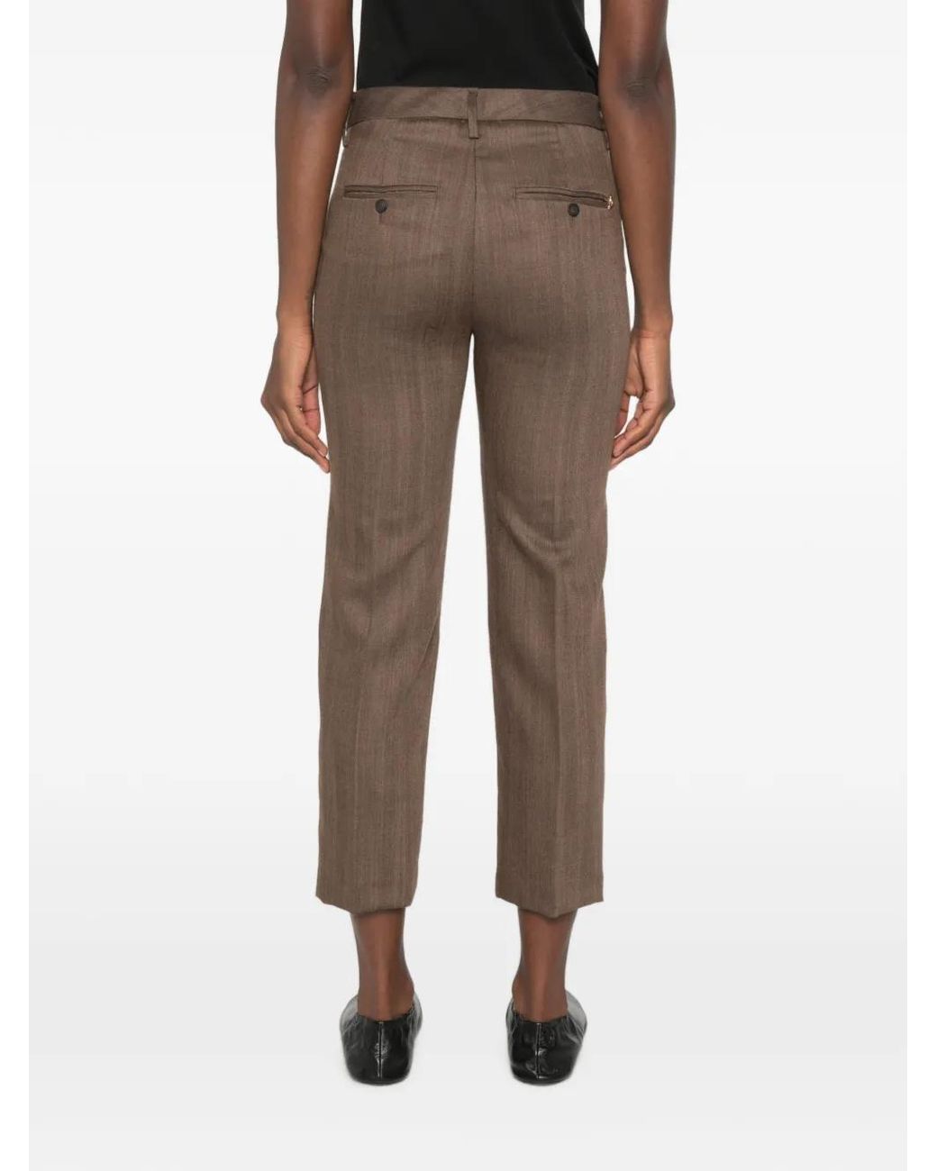 Dondup Gray Nima Herringbone-Pattern Cropped Wool Trousers