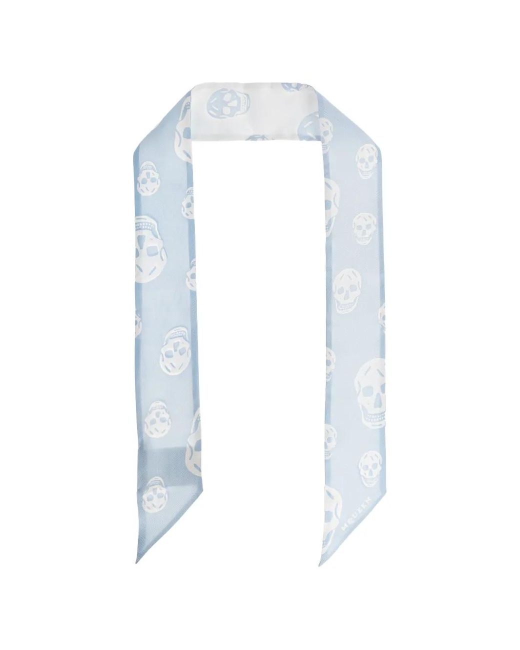 McQueen White Ribbon Skull Scarf