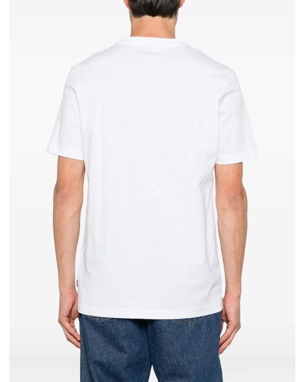 Boss White Bat-Print T-Shirt for men
