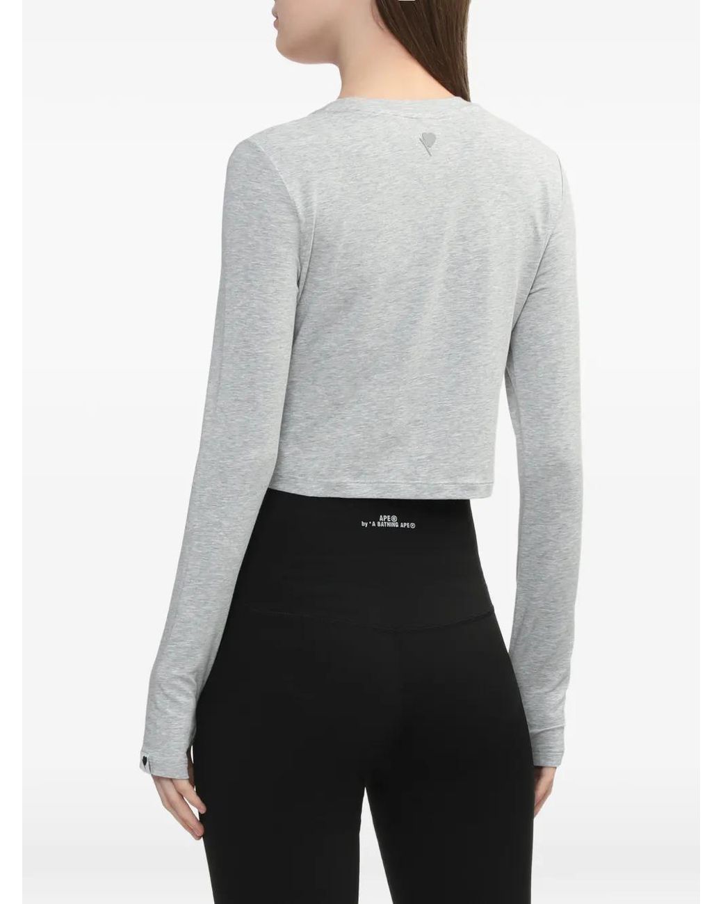 A Bathing Ape White Cropped Long-Sleeve Top