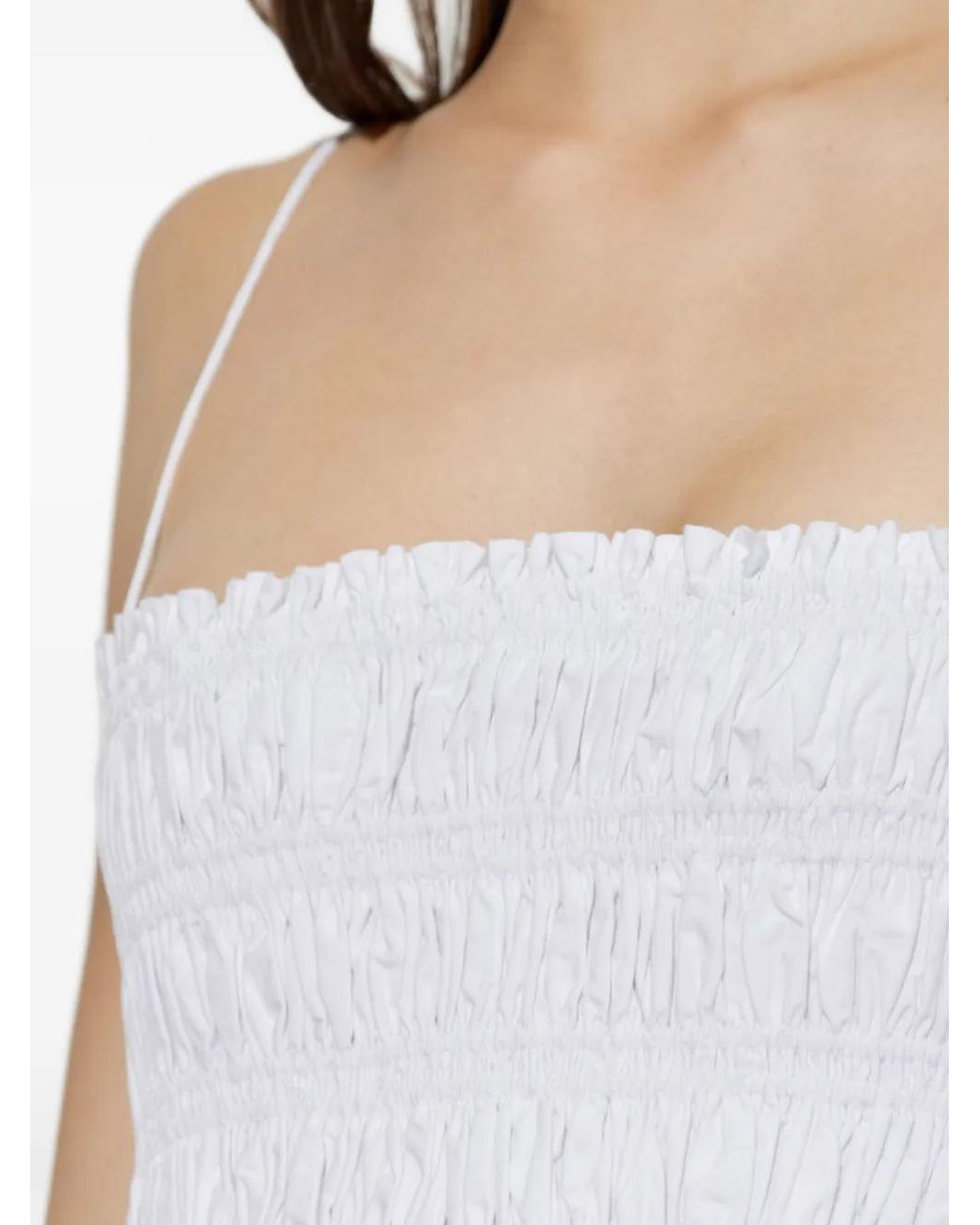 Matteau White Robe Courte À Corsage Froncé