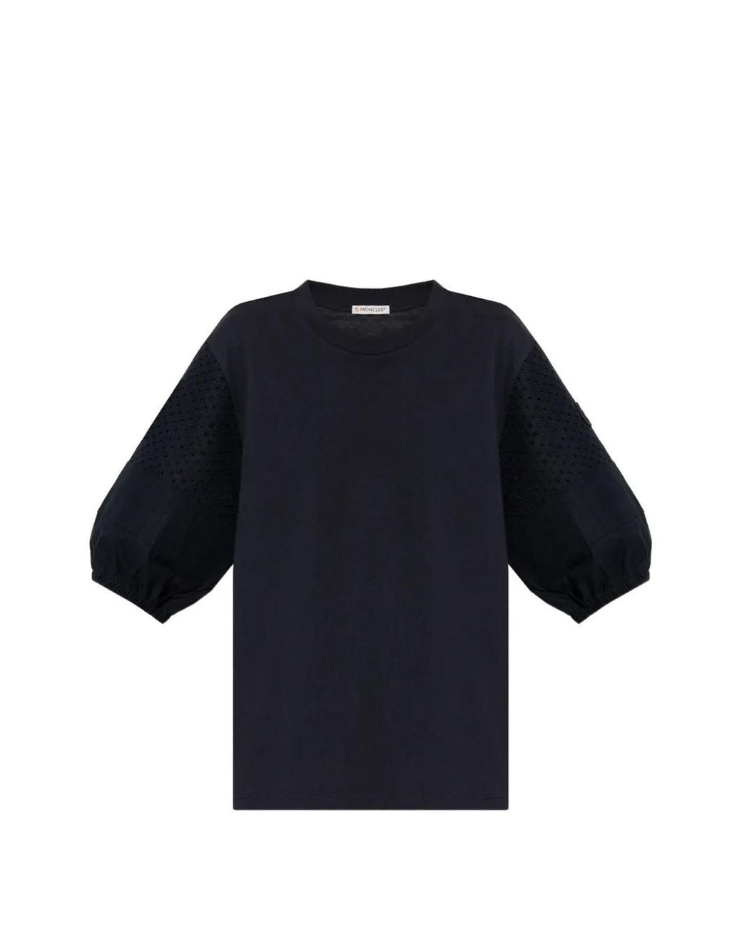 Moncler Blue Perforated Puff-Sleeve T-Shirt