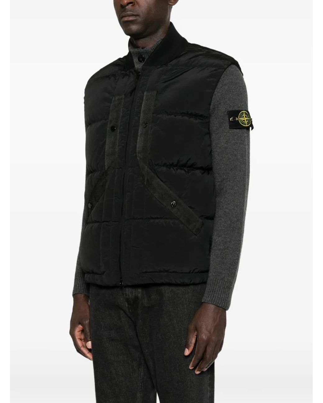 Stone Island Black Gilet G100008 En Nylon Et Métal Econyl for men