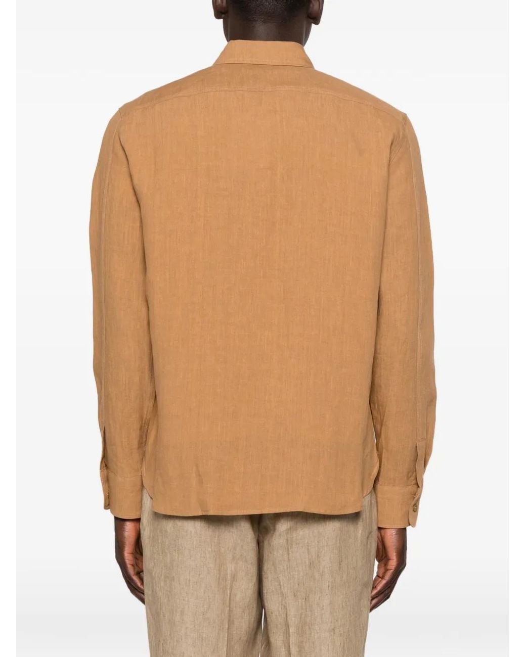 Amaranto Natural Chest-Pockets Long-Sleeve Shirt for men