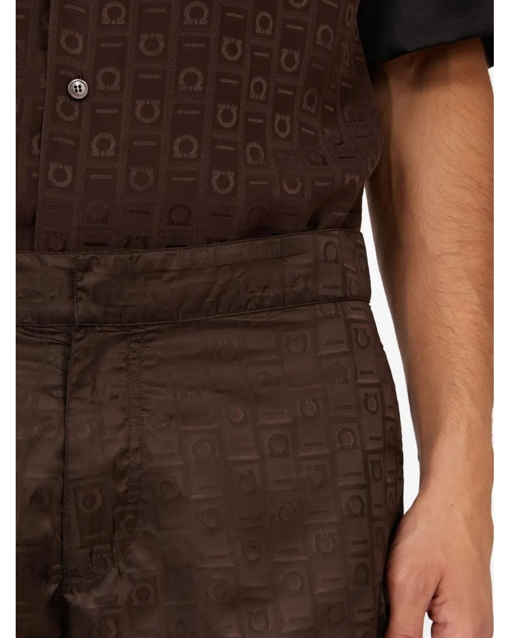 Ferragamo Black Monogram Bermuda Shorts for men