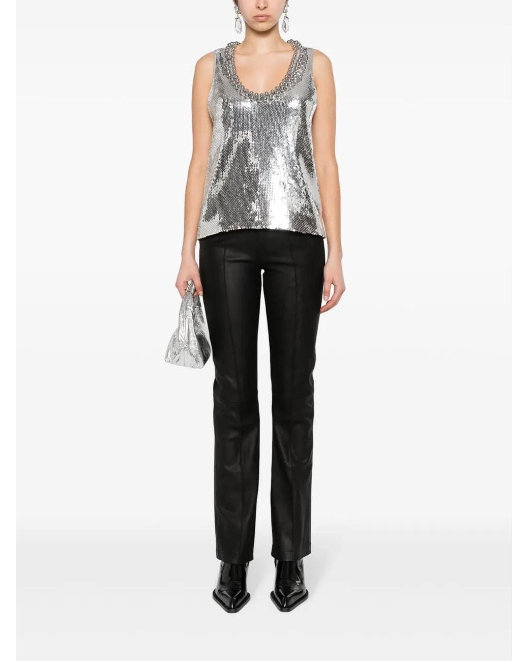 Rabanne Gray Sequin-Embellished Top