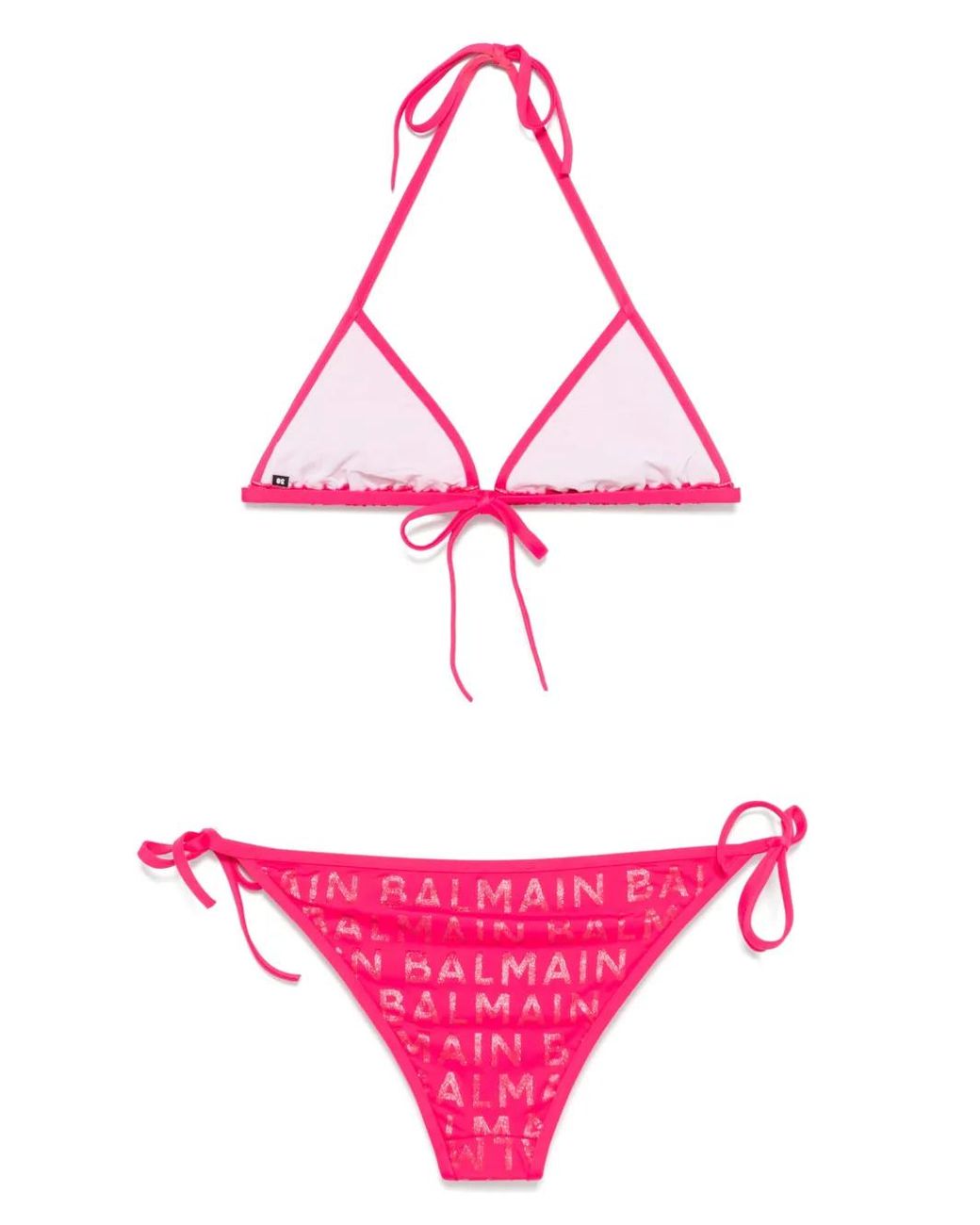 Bikini Con Logo Estampado Balmain de color Pink