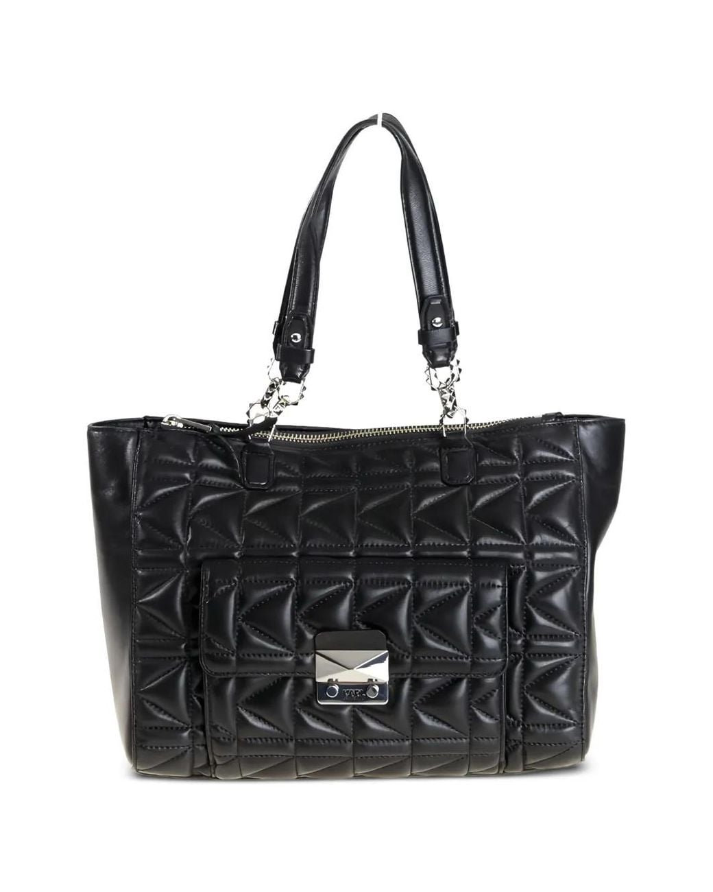 Karl Lagerfeld Black Quilted Leather Tote Bag