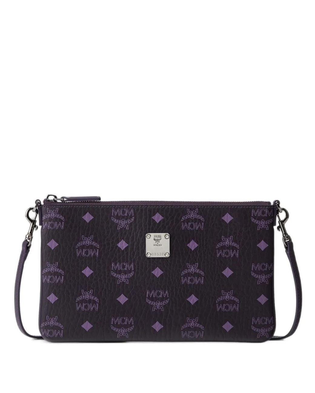 MCM Blue Aren Visetos Crossbody Pouch
