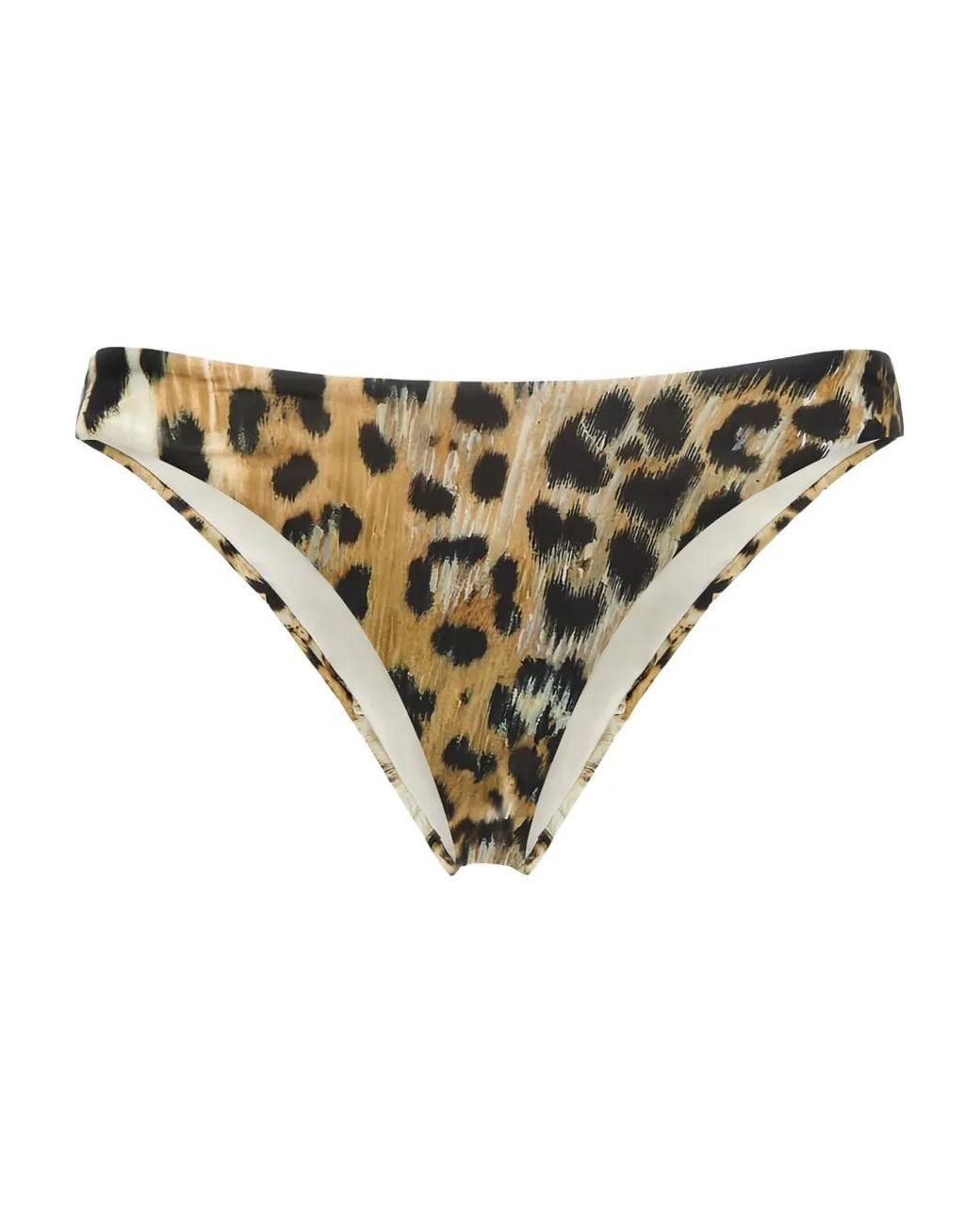 Roberto Cavalli Natural Leopard-Print Biquini Button