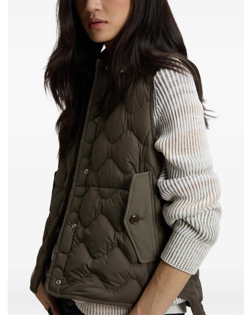 Woolrich Gray Heritage Quilted Buttoned Gilet