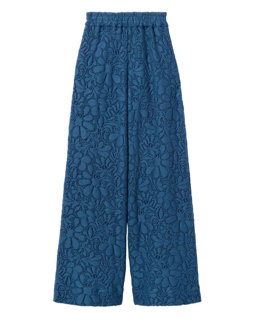 LaDoubleJ Blue Floral-Pattern Lace Trousers