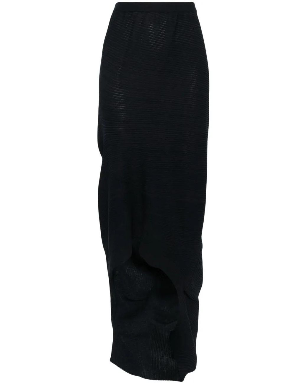 Issey Miyake Black Aerate Asymmetric Skirt
