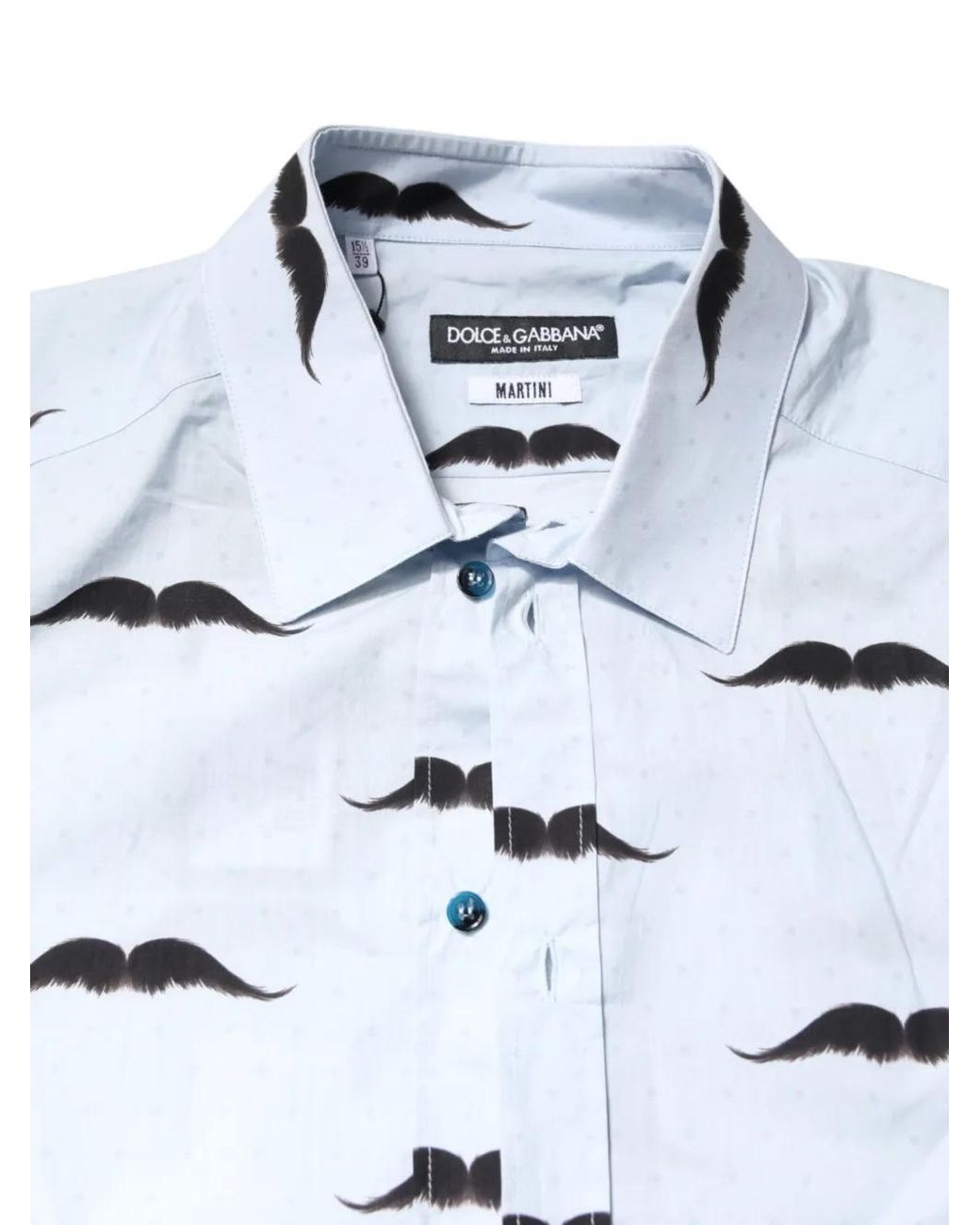 Dolce & Gabbana Gray Martini Moustache-Print Shirt for men