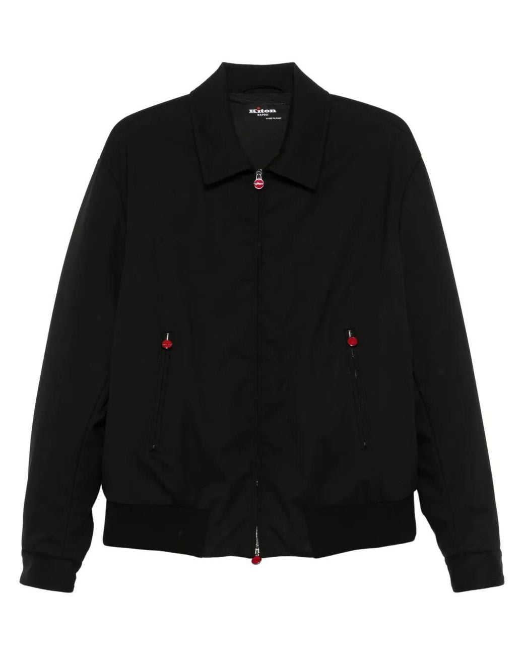 Kiton Black Padded Bomber Jacket for men
