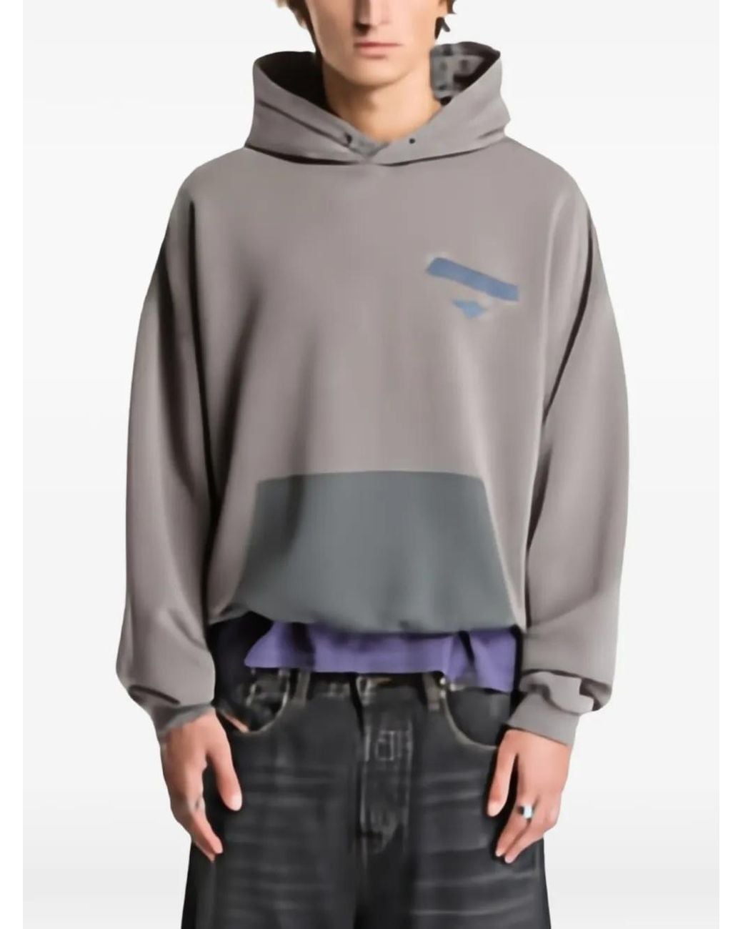 Represent Gray Ransom Logo-Print Hoodie