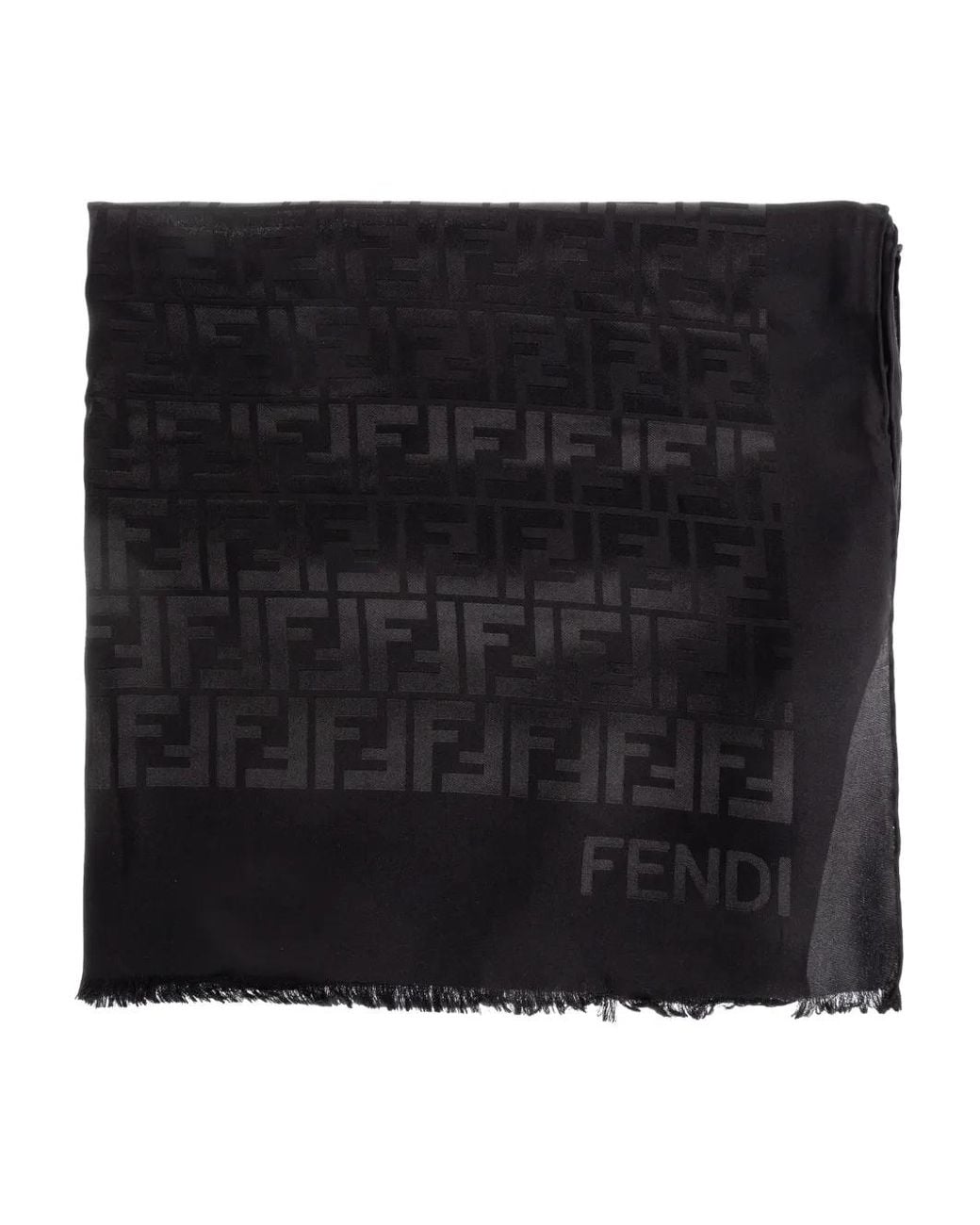 Fendi Black Schal Mit Logo-Muster