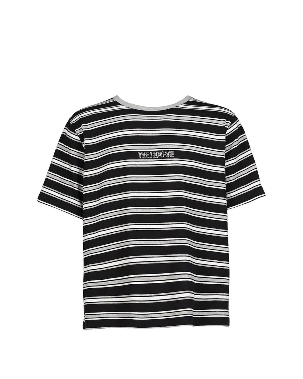 we11done Black Rhinestone-Embellished Striped T-Shirt for men