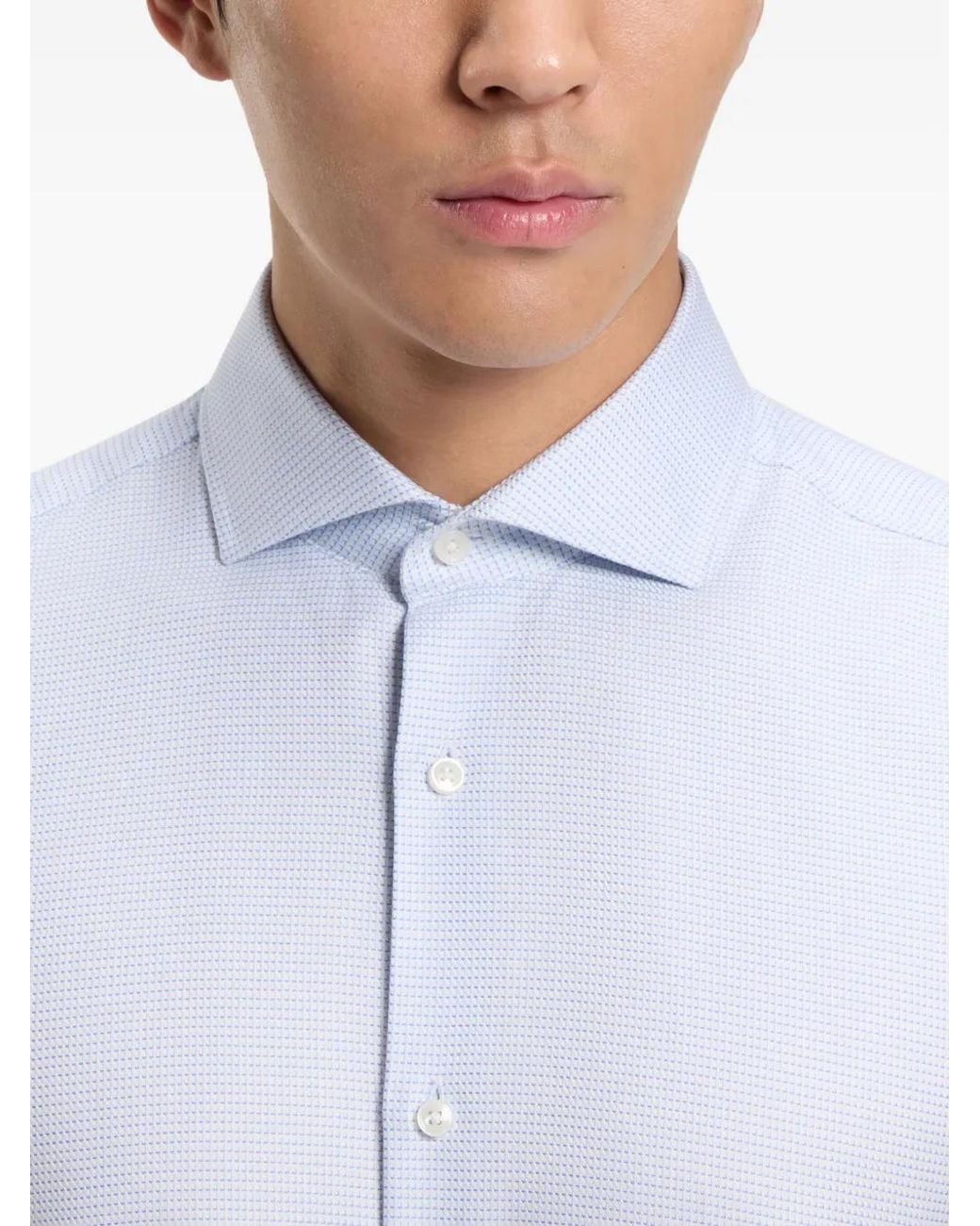 Boss White Buttoned Patterned Shirt for men