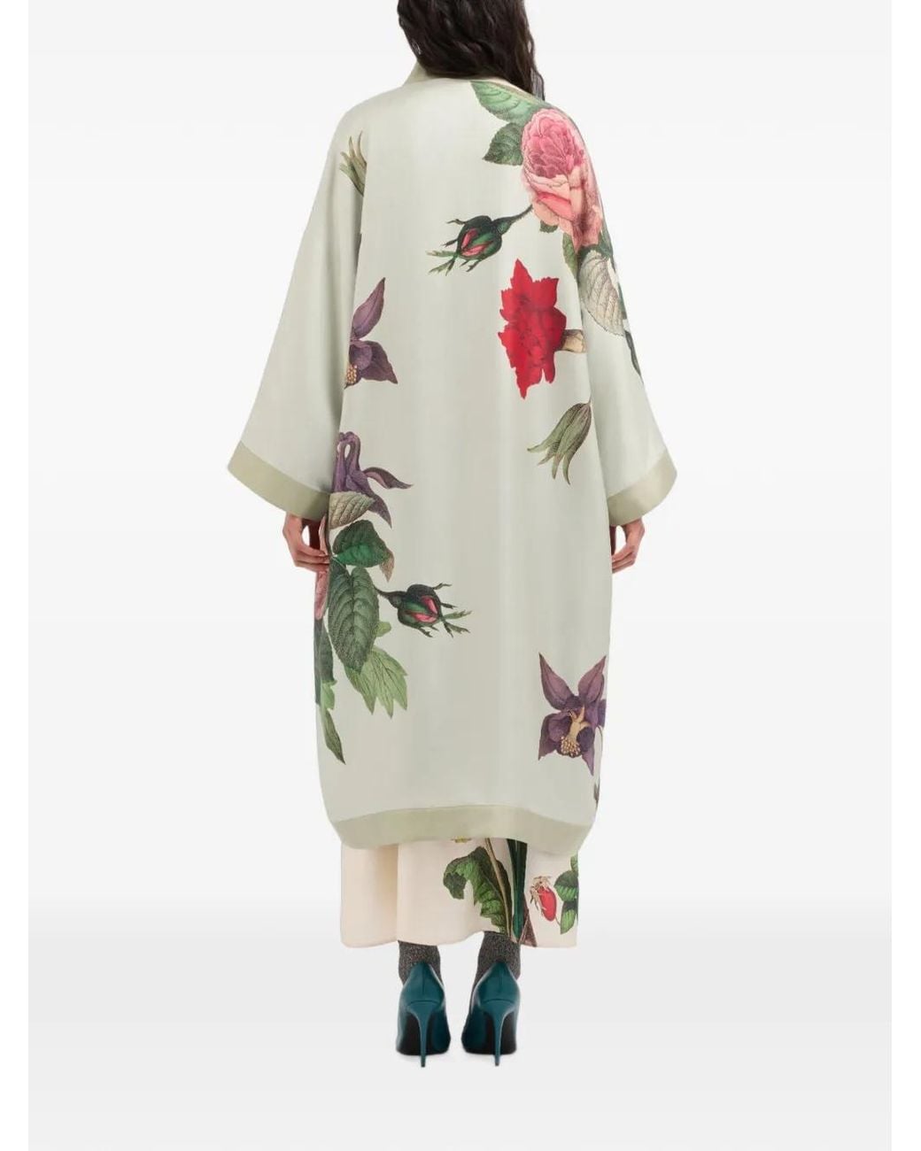 Pierre Louis Mascia White Aloe Floral-Print Kimono