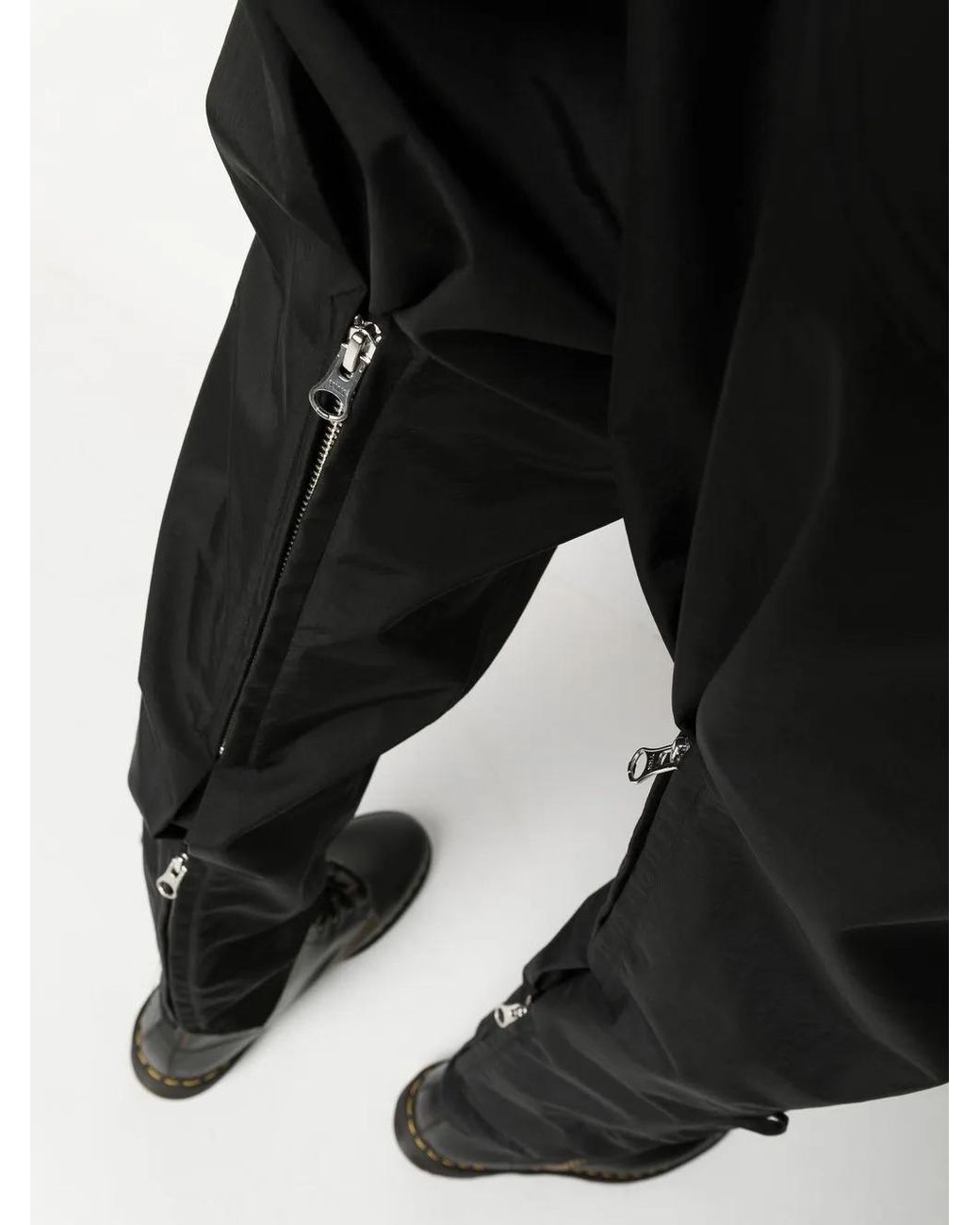 The Power for the People Black Zip-Detail Drop-Crotch Trousers for men