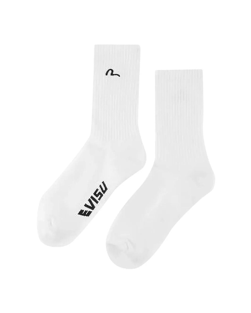 Evisu White Seagull-Embroidered Socks for men