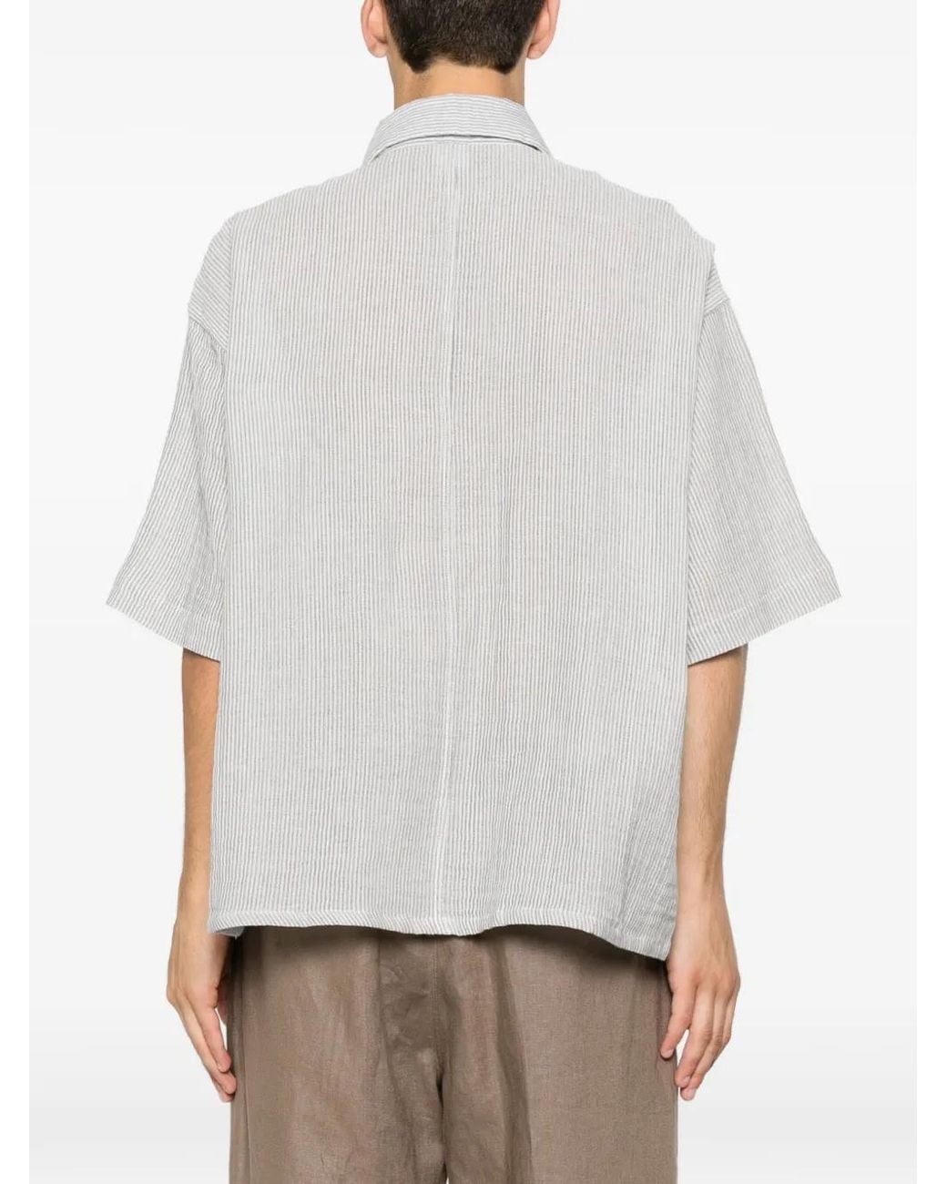 Won Hundred Gray Striped Short-Sleeve Shirt for men