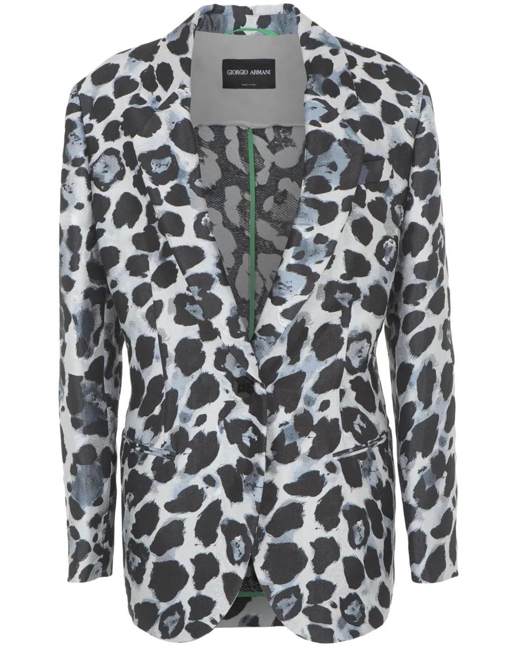 Giorgio Armani Black Single-Breasted Leopard-Pattern Blazer