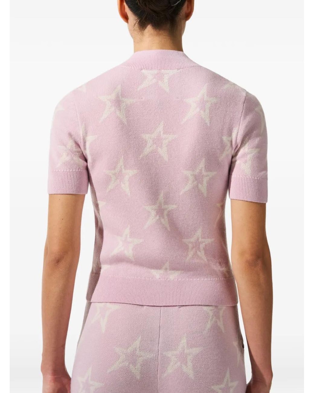 Perfect Moment Pink T-Shirt Chalet En Motif D'Étoile En Intarsia