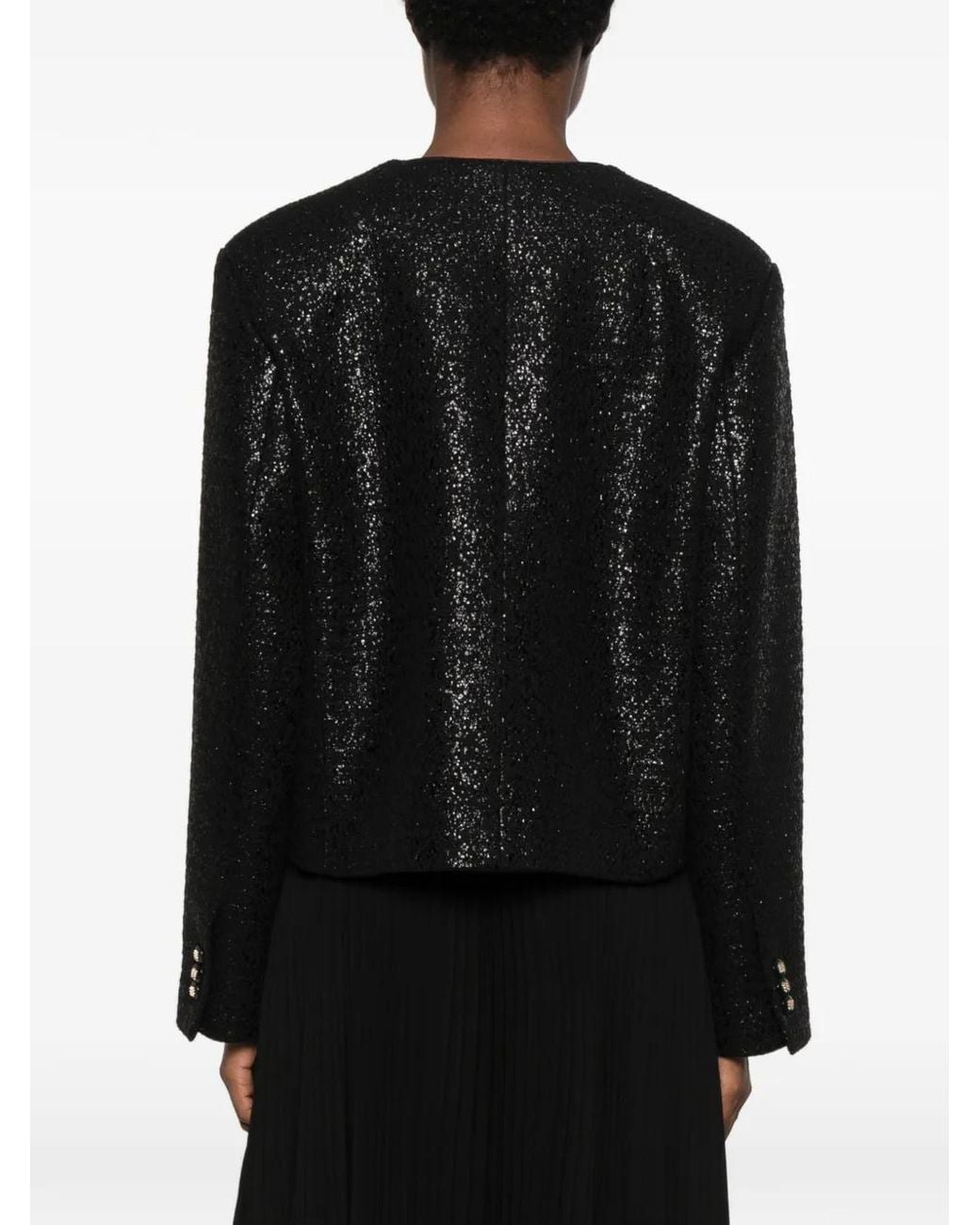 Styland Black Tweed Patch-Pocket Jacket