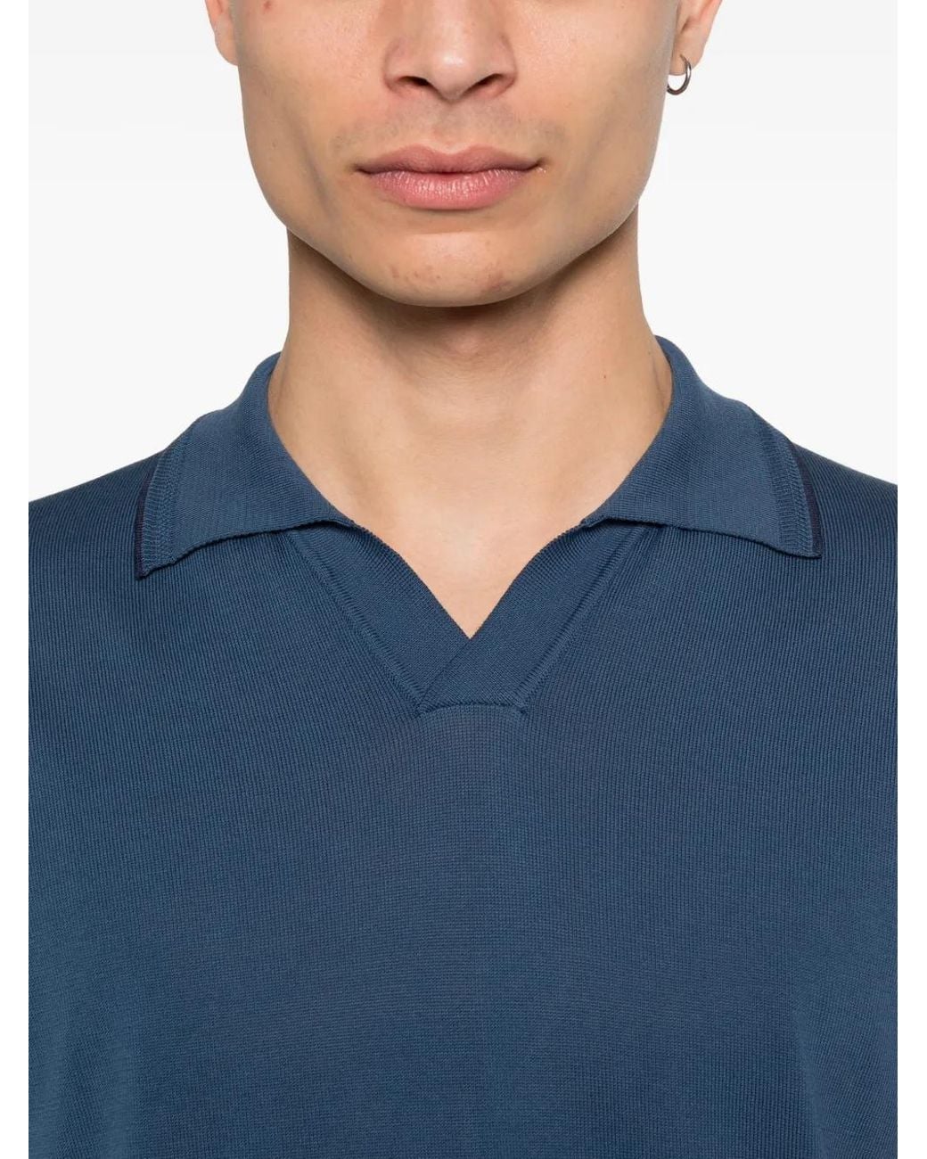 Canali Blue V-Neck T-Shirt for men