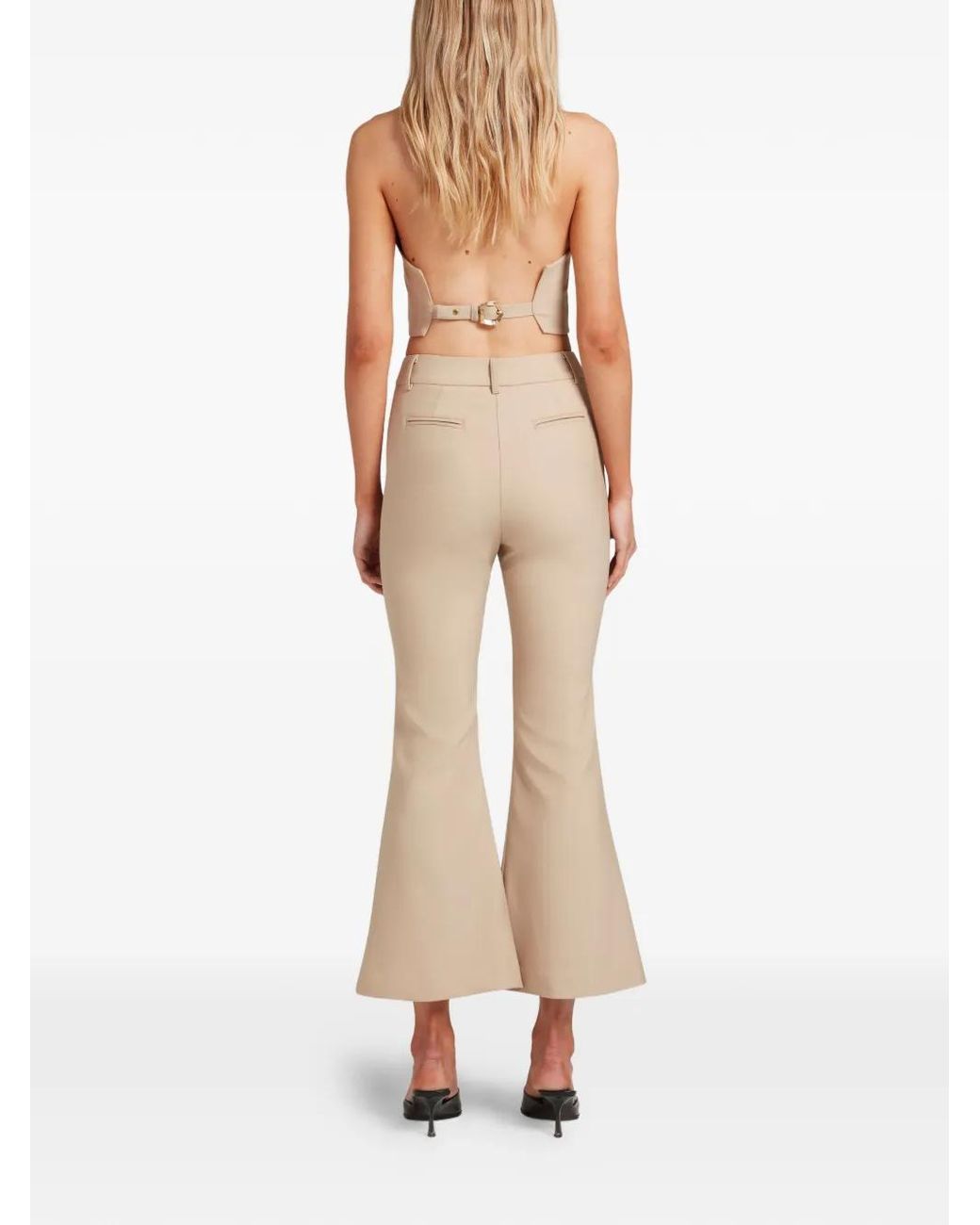 Violante Nessi White The Deledda Halterneck-Buttons Crop Top