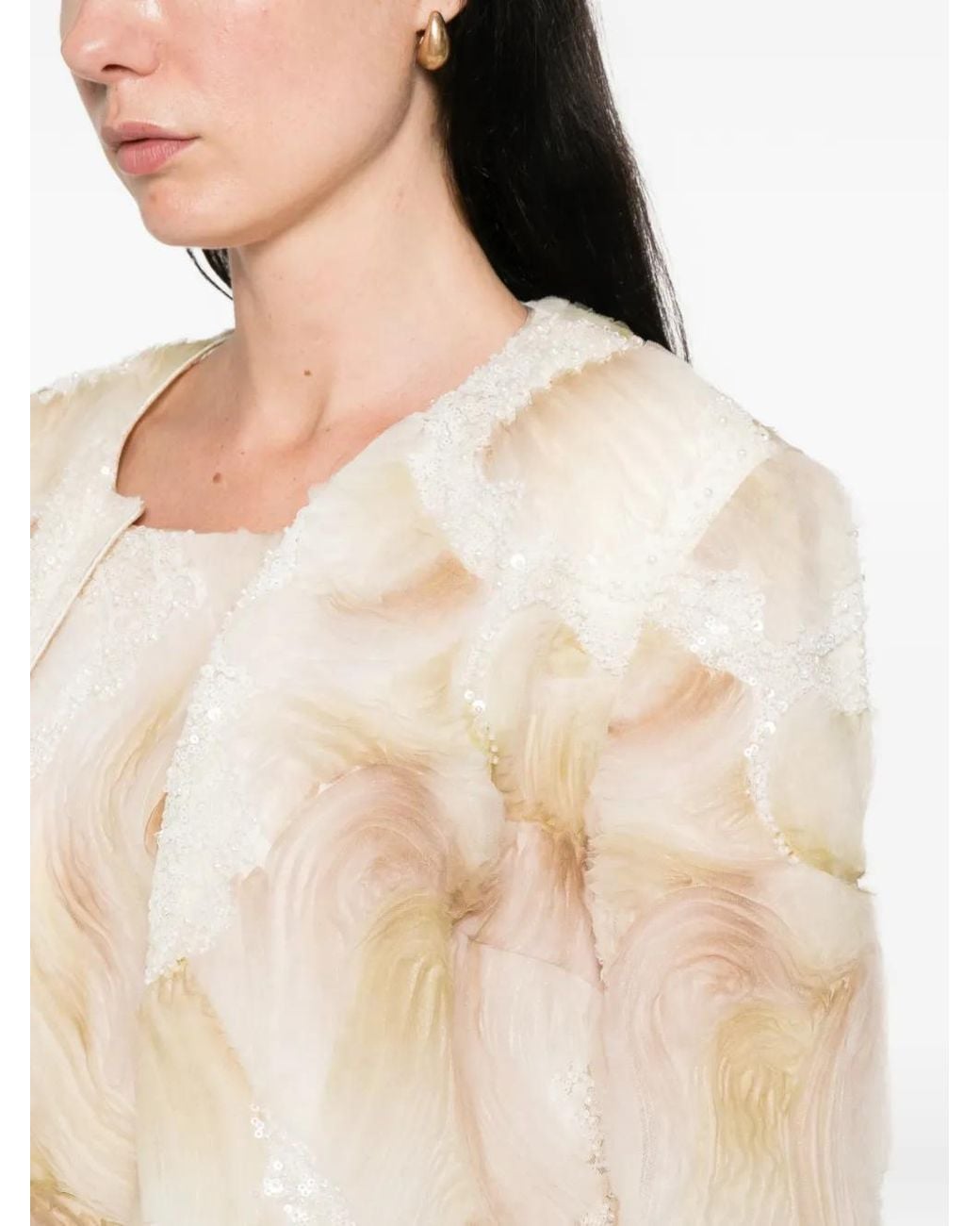 DE SANTIS White Sequin-Embellished Coat