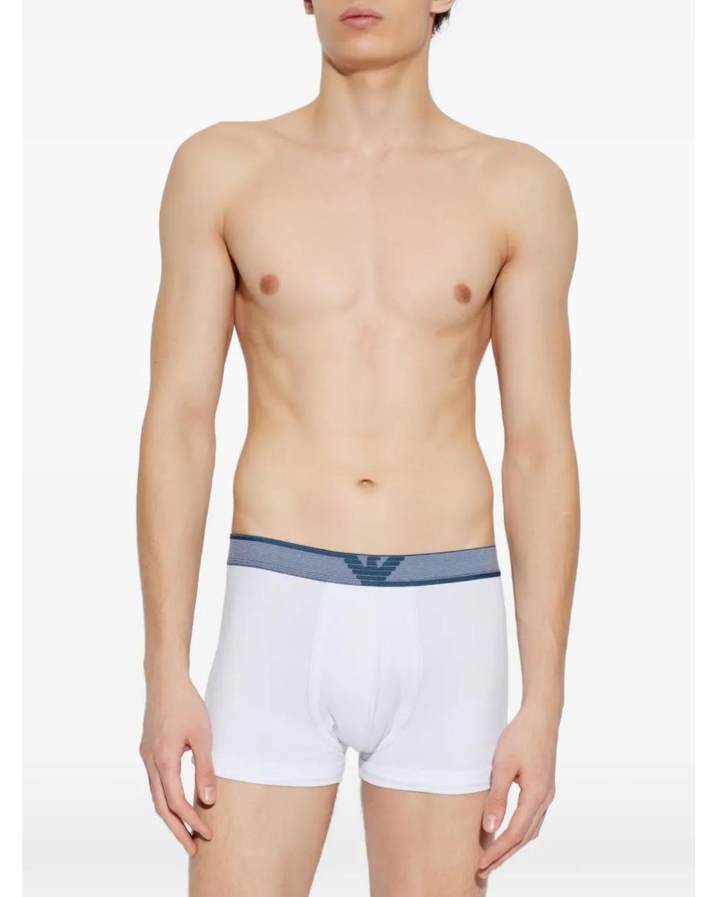 Emporio Armani Blue Logo-Waistband Boxer Shorts for men