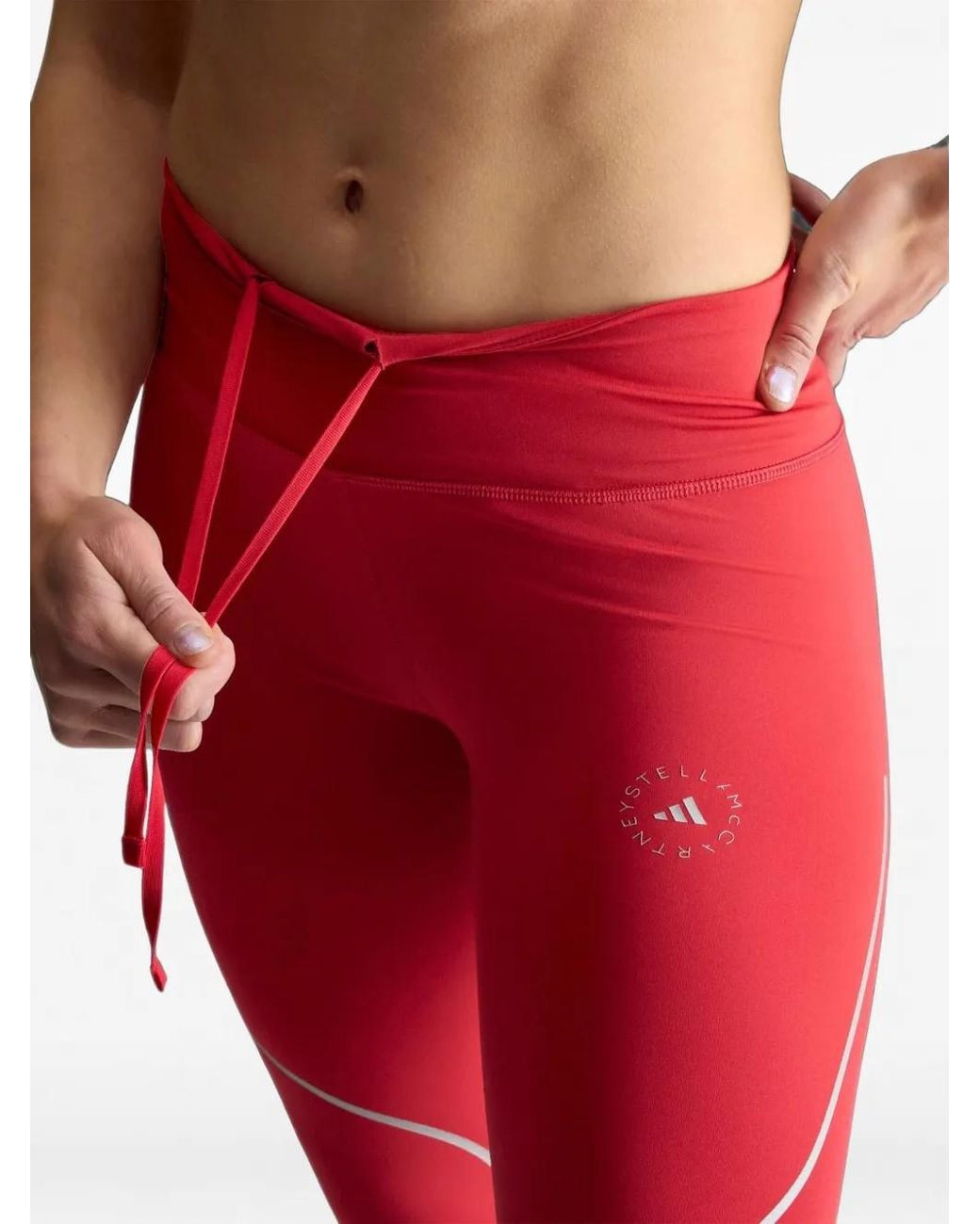 Adidas By Stella McCartney Red Logo-Print Leggings