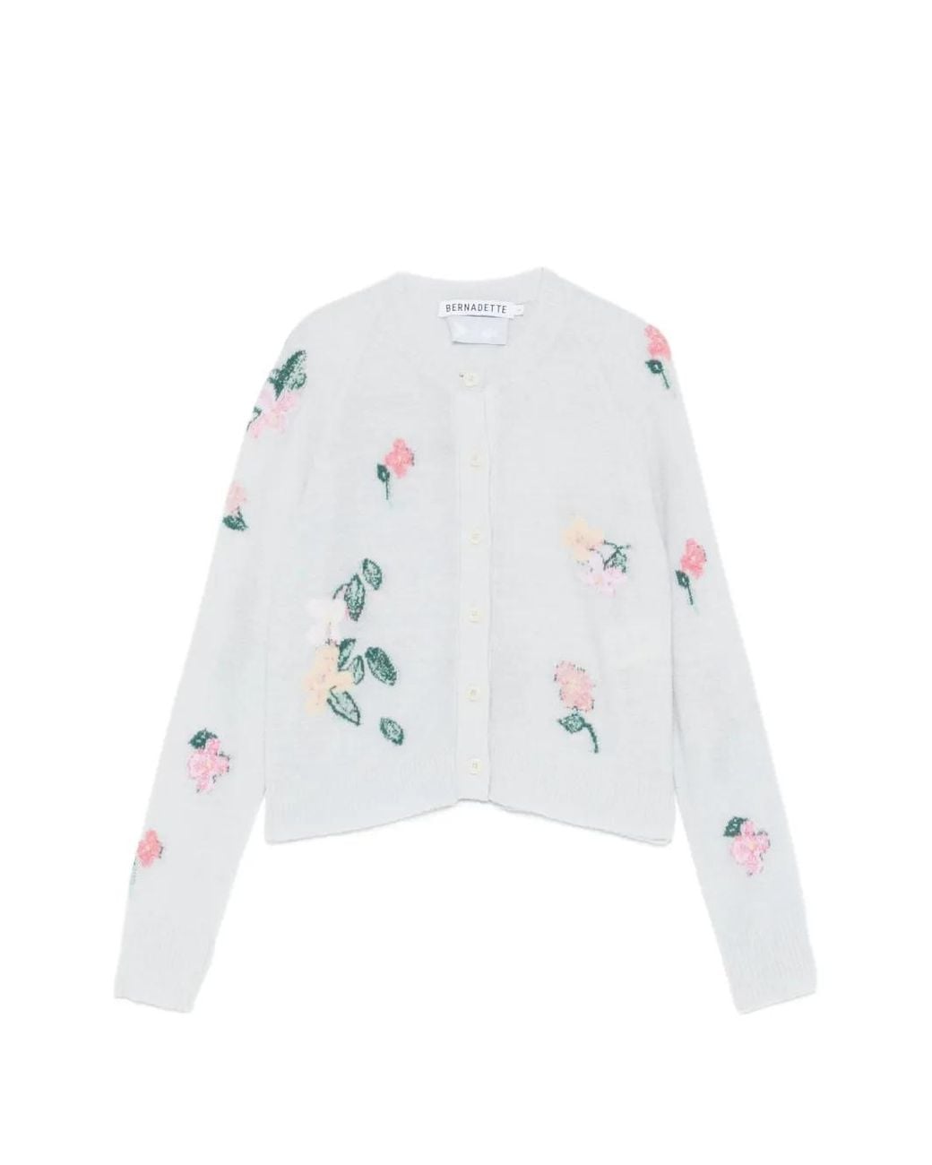 BERNADETTE White Clemence Flower-Embellishment Cardigan